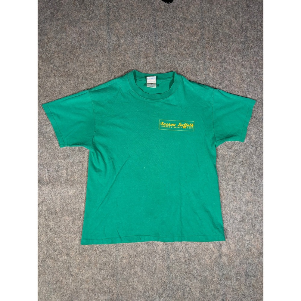 Nassau Suffolk Lumber T-Shirt Mens L Green Vintage Long Island NY Lumberyard Tee